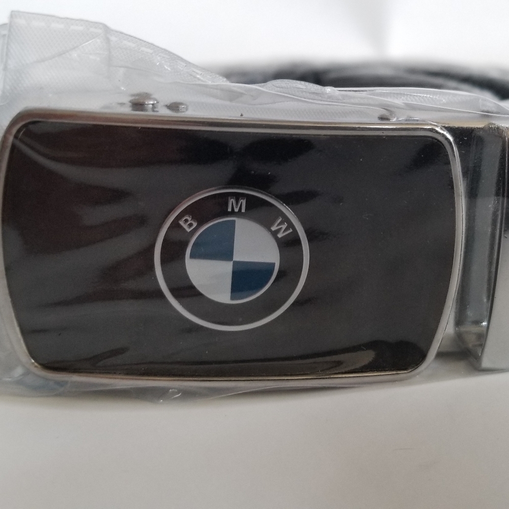 Brand New BMW Leather Belt with Silver Buckle Size 46/115